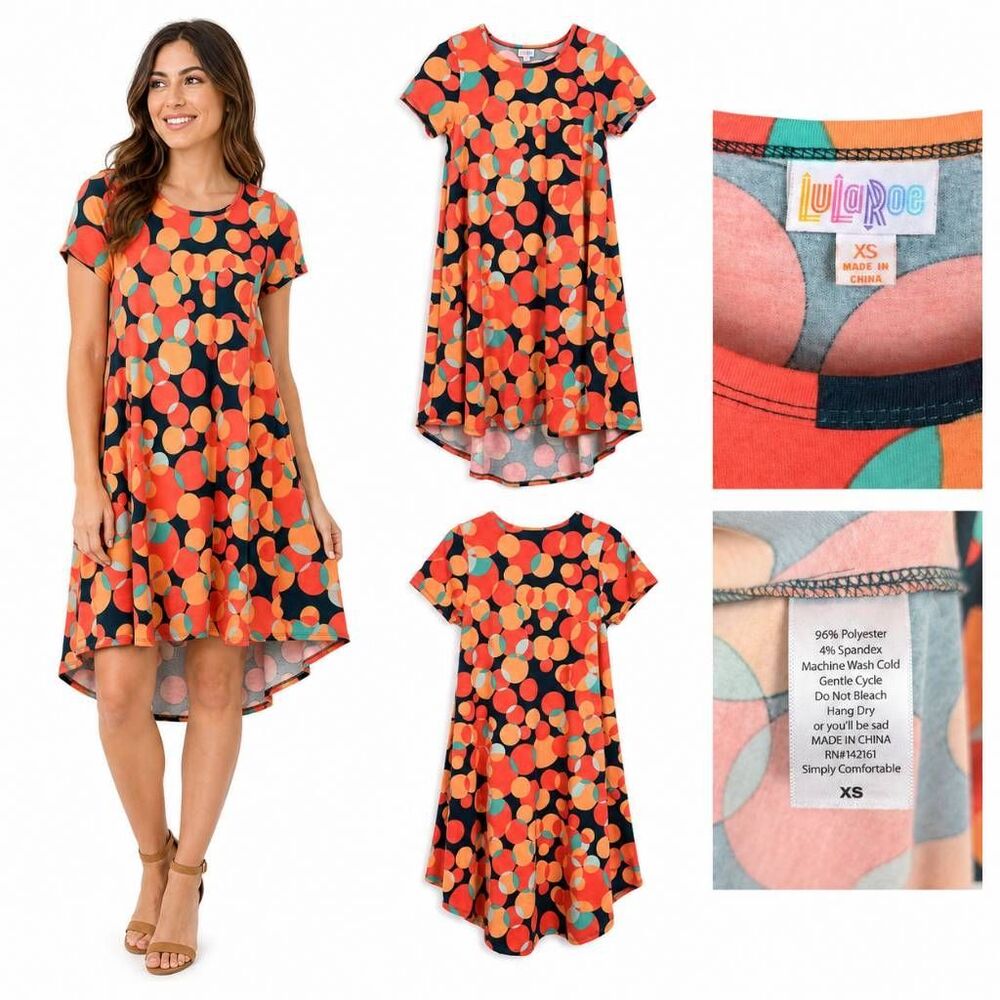 LuLaRoe Carly XS Polka Dot Hi Low Swing Dress